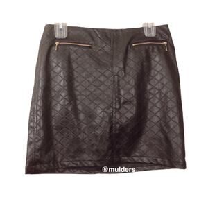 Kenar Womens Quilted Black Pleather Skirt Goth Alternative Emo Punk Alt Size 2